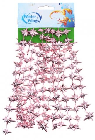 Украшение елочное «Звезды», длина 2,7 м, ширина 2,5 см, пластик, розовые