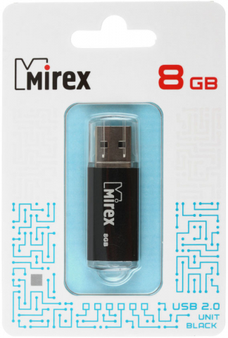 Флэш-накопитель Mirex Unit, 8Gb, корпус черный, с колпачком