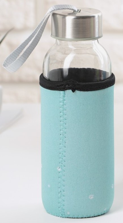 Бутылка стеклянная в чехле Sima-Land, 300 мл, «Милые животные», ассорти