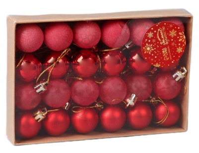 Набор шаров елочных «Традиция» (пластик), 24 шт., диаметр 3 см, красные