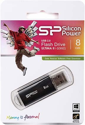 Флэш-накопитель Silicon Power Ultima 2 l-Series, 8 Gb, корпус черный