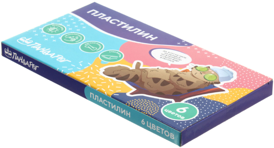 Пластилин «ПандаРог. Творческие котики» 6 цветов, 120 г, со стекой