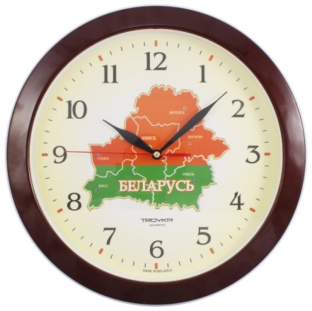 Часы настенные «Тройка» с символикой РБ, «Карта РБ»