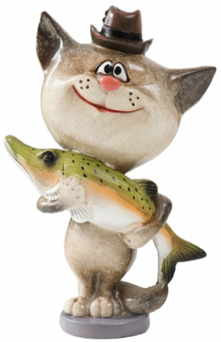 Сувенир полистоун «Котишка», 9,2*6,3*14 см, «Котик-рыбак с уловом» Сувенир полистоун «Котишка», 9,2*6,3*14 см, «Котик-рыбак с уловом»