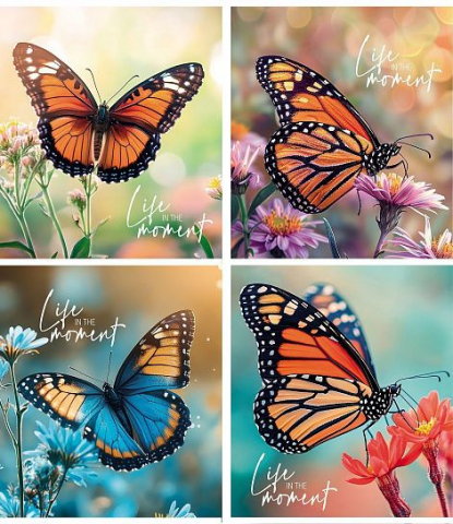 Тетрадь общая А5, 48 л. на скобе Creativiki «Бабочки», 163*203 мм, клетка, ассорти