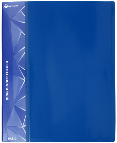 Папка пластиковая на 4-х кольцах «Бюрократ» толщина пластика 0,7 мм, синяя