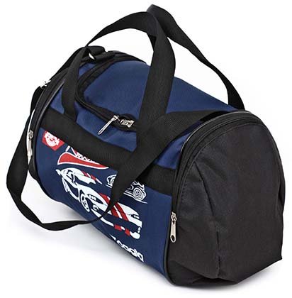 Сумка дорожная детская на плечо Cagia 608702, 200*390*180 мм, синяя с черными вставками, с рисунком