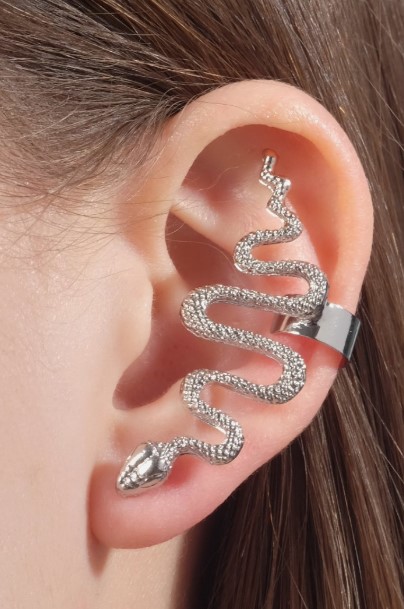 Серьга «Кафф. Змея анаконда», 5 см, серебристая Серьга «Кафф. Змея анаконда», 5 см, серебристая
