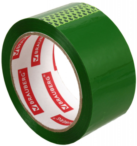 Клейкая лента упаковочная цветная Brauberg 48 мм×66 м, толщина ленты 45 мкм, зеленая Клейкая лента упаковочная цветная Brauberg 48 мм×66 м, толщина ленты 45 мкм, зеленая