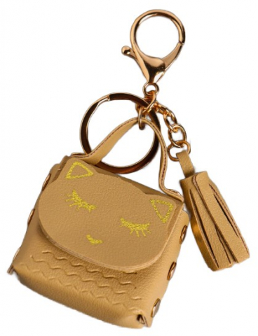 Брелок для ключей из искусственной кожи Sima-Land, 5*2,5*6 см, «Сумочка. Котик», цвет сливочный Брелок для ключей из искусственной кожи Sima-Land, 5*2,5*6 см, «Сумочка. Котик», цвет сливочный