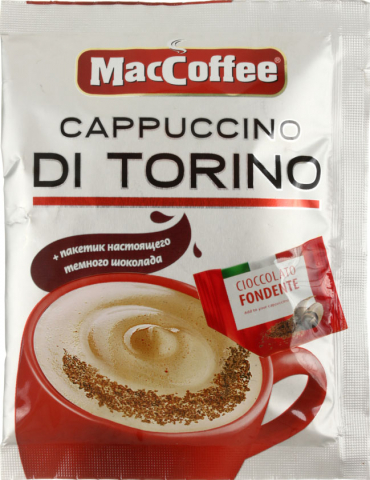 Кофе растворимый MacCoffee Cappuccino di Torino, 25,5 г, + пакетик настоящего темного шоколада