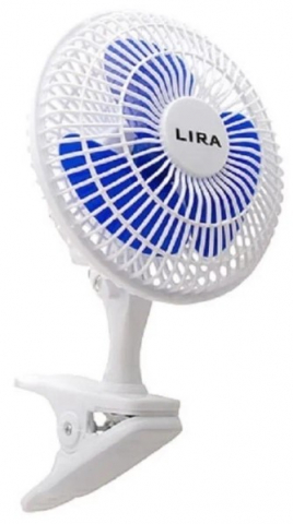 Вентилятор настольный Lira LR 1102 (с прищепкой), белый с синим