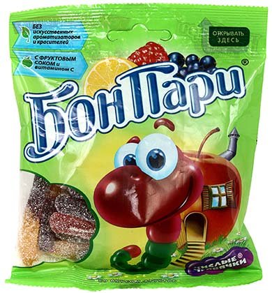 Мармелад жевательный «Бон Пари», 75 г, кислые червячки Мармелад жевательный «Бон Пари», 75 г, кислые червячки