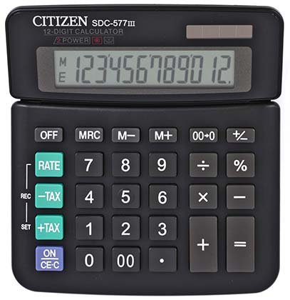 Калькулятор 12-разрядный Citizen SDC-577III, черный