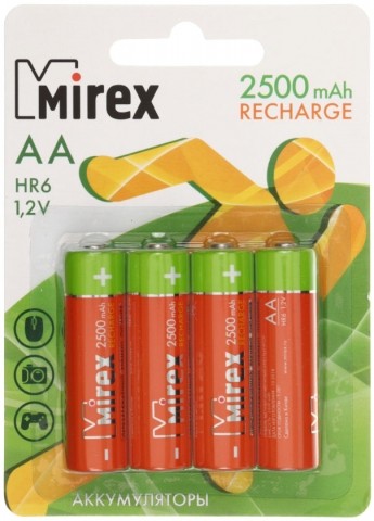 Аккумулятор Mirex AA, 1.2V, 2500 mAh (4 шт. в упаковке)