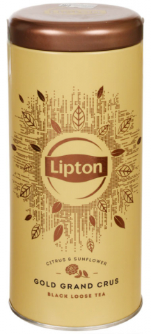 Чай Lipton Gold Grand Crus в жестяной банке, 75 г, черный чай с корочками цитрусовых и лепестками подсолнечника