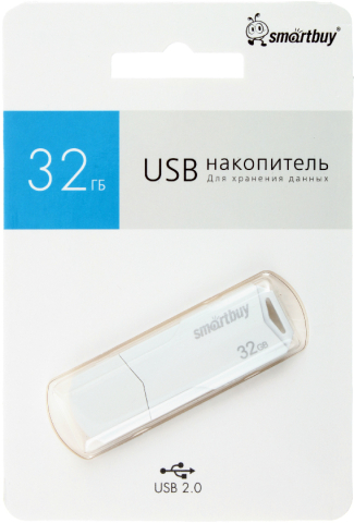 Флэш-накопитель SmartBuy Clue (2.0) 32 Gb, корпус белый Флэш-накопитель SmartBuy Clue (2.0) 32 Gb, корпус белый