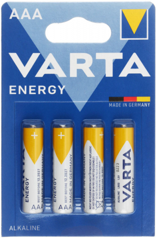 Батарейки щелочные Varta Energy, AAA, LR03, 1.5V, 4 шт. Батарейки щелочные Varta Energy, AAA, LR03, 1.5V, 4 шт.