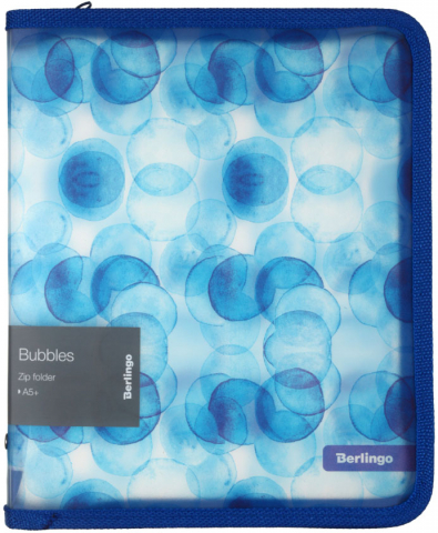 Папка пластиковая на молнии Berlingo А5+ толщина пластика 0,6 мм, Bubbles