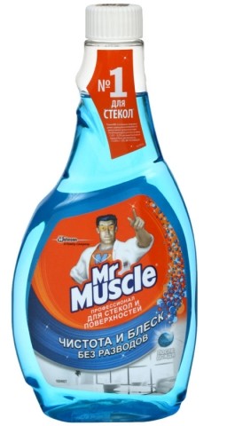Средство для мытья стекол Mr. Muscle, 500 мл, без распылителя, «После дождя» Средство для мытья стекол Mr. Muscle, 500 мл, без распылителя, «После дождя»