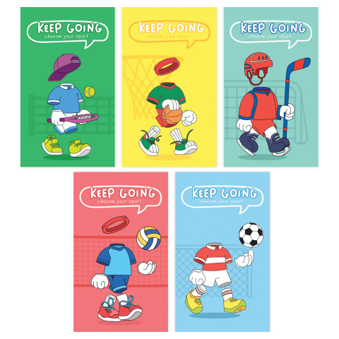 Блокнот на склейке BG А7 65×110 мм, 48 л., клетка, «Твой спорт», ассорти