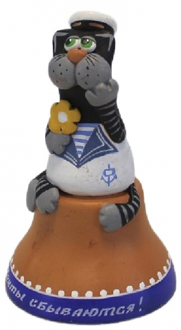 Сувенир керамический «Кот на колокольчике» (Илларионова Е.И.), керамика 7*7*11 см