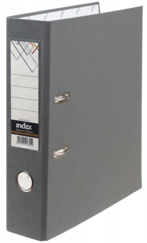 Папка-регистратор Index с односторонним ПВХ-покрытием, корешок 70 мм, серый