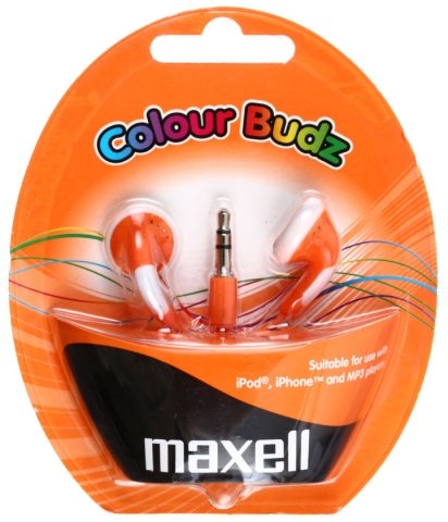 Наушники-вкладыши стерео Maxell Colour Budz, оранжевые