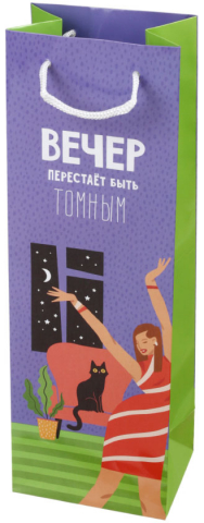 Пакет подарочный для бутылки Meshu, 12*36*8,5 см, «Вечер перестает быть томным» Пакет подарочный для бутылки Meshu, 12*36*8,5 см, «Вечер перестает быть томным»