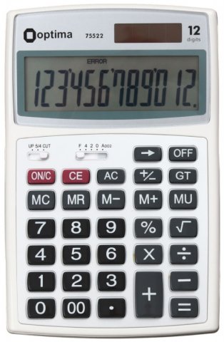 Калькулятор 12-разрядный Optima 75522, серый 