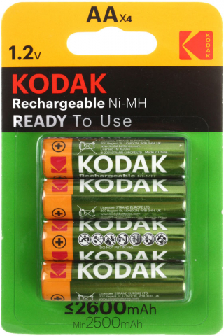 Аккумулятор Kodak, AА, HR6, 1.2V, 2600 mAh (4 шт. в упаковке) 