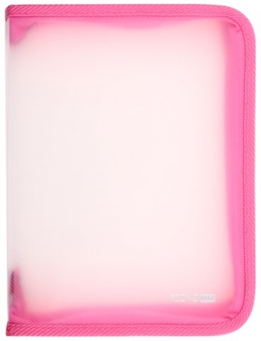 Папка пластиковая на молнии Economix А5+, толщина пластика 0,5 мм, прозрачная с розовым