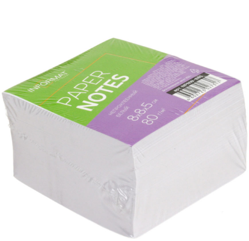 Блок бумаги для заметок «Куб» inФормат 80×80×50 мм, непроклеенный, белый