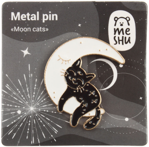 Значок металлический Meshu Moon Сats 3