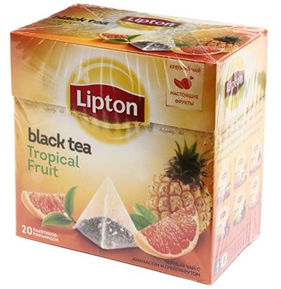 Чай Lipton ароматизированный пакетированный, 36 г, 20 пирамидок, Tropical Fruit, черный чай