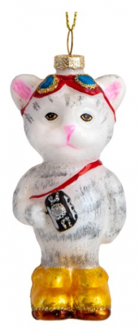 Игрушка елочная (стекло), высота 11 см, «Котик» Игрушка елочная (стекло), высота 11 см, «Котик»