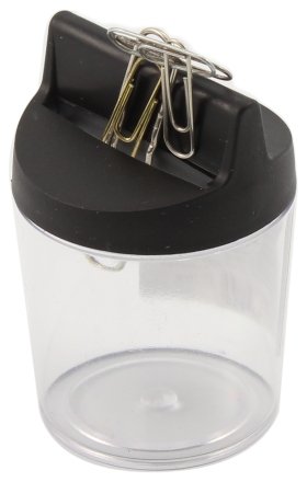 Диспенсер для скрепок магнитный «Стамм», 40*70 мм, прозрачный с черной крышкой
