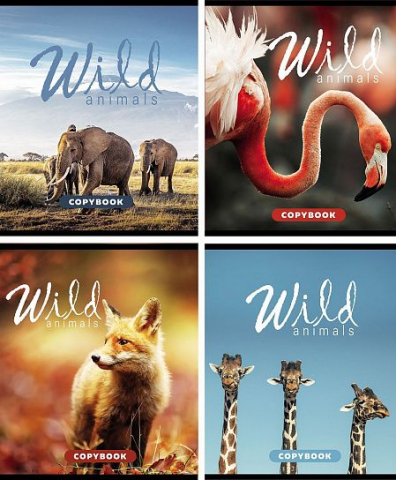 Тетрадь общая А5, 96 л. на скобе Creativiki «Дикие животные», 162*203 мм, клетка, ассорти