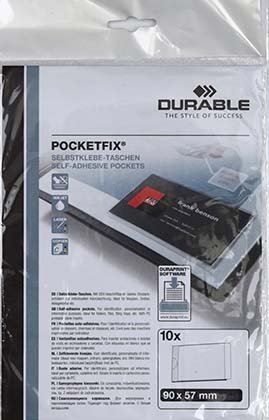 Кармашки самоклеящиеся Pocketfix , 57*90 мм, 10 шт., прозрачные