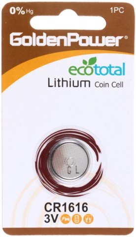 Батарейка литиевая GoldenPower Lithium, CR1616, 3V 