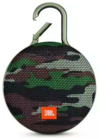 Колонка портативная JBL Clip 3, модель SQUAD, зеленый камуфляж