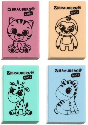 Ластик Brauberg Kids «Школьный», 26*17*7 мм, ассорти
