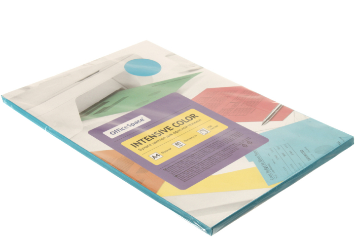 Бумага офисная цветная OfficeSpace Intensive Color А4 (210×297 мм), 80 г/м², 100 л., голубая