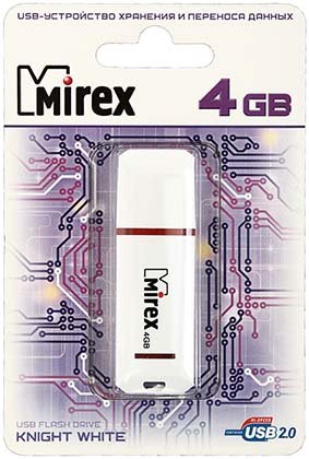 Флэш-накопитель Mirex Knight, 4Gb, USB 2.0, корпус белый