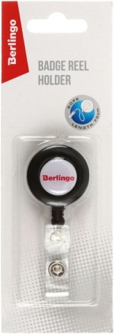 Держатель для бейджа с клипом и рулеткой Berlingo, черный Держатель для бейджа с клипом и рулеткой Berlingo, черный