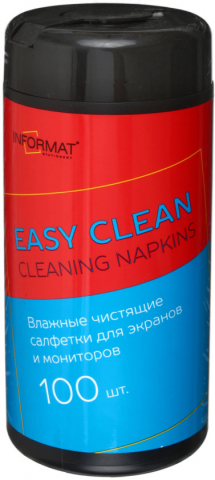 Салфетки чистящие для мониторов Easy Clean, 100 шт., в тубе