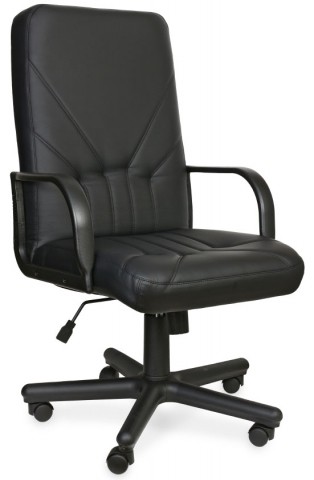 Кресло офисное Manager для руководителей, обивка - черная экокожа, ECO-30