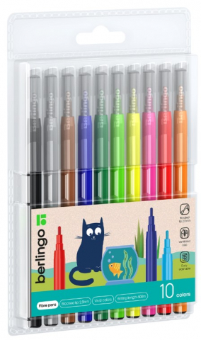 Фломастеры Berlingo «Жил-был кот» 10 цветов, толщина линии 1-2 мм, вентилируемый колпачок