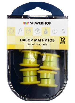Магниты для досок Silwerhof, диаметр 20 мм, 12 шт., ассорти, «Смайлы»