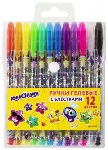 Набор ручек гелевых с блестками «Юнландия. Candy», 12 шт., 12 цветов